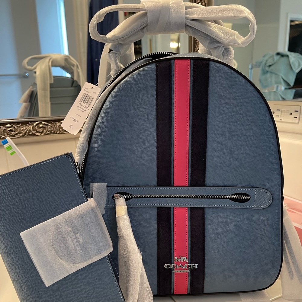 Coach backpack and wallet - indigo blue